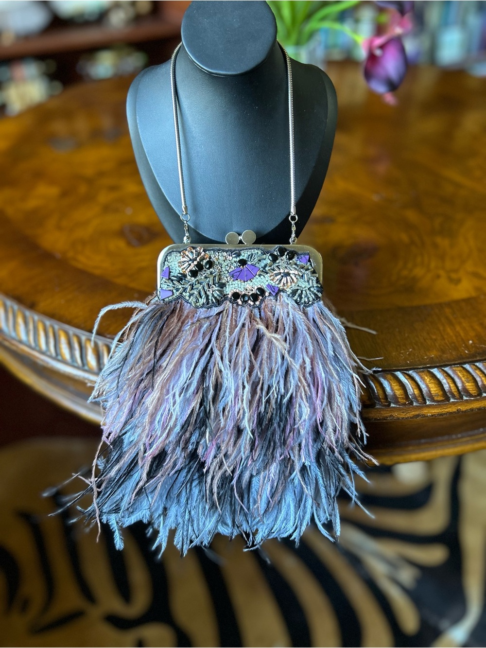 Moo Roo Ostrich Feather Purse